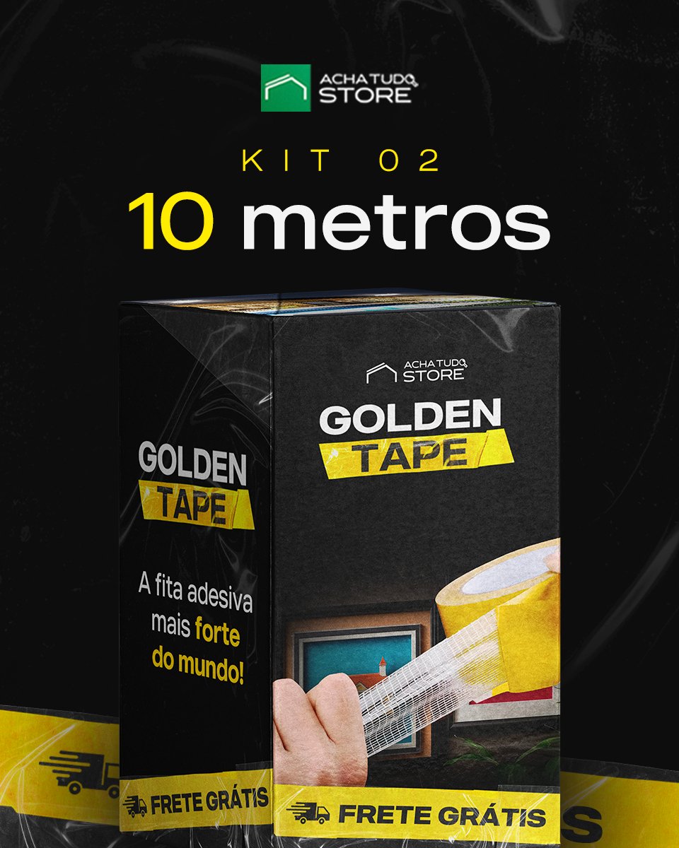 Golden Tape - Fita Adesiva dupla face de Malha Mesh Fiber - Casa Bela